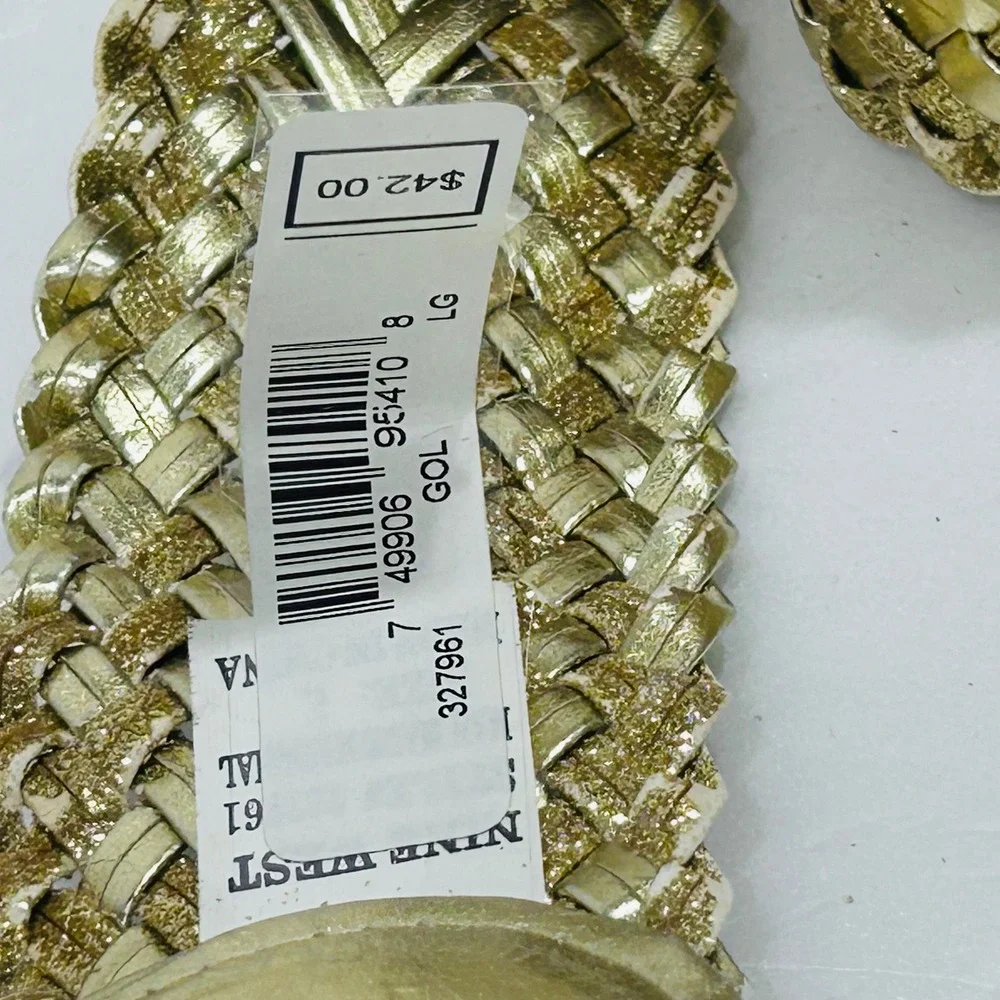 Nine West womens belt gold boho western glam metallic braid woven glitter NWT L - Picture 3 of 9